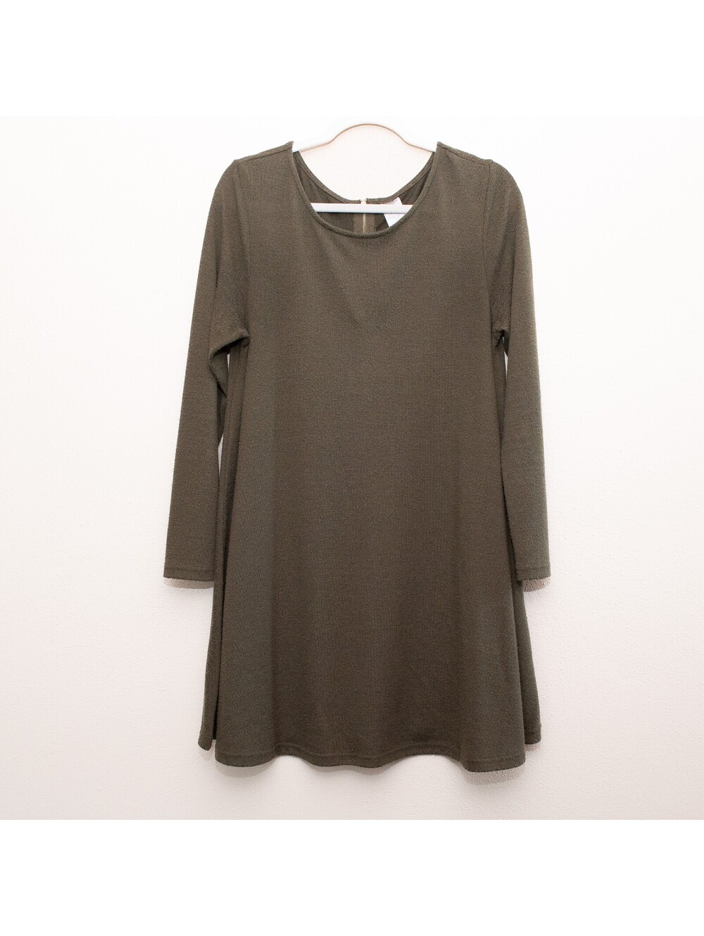 Olive Swing Dress Womens Size Medium Long Sleeve 90s Grunge Revival Boho Soft